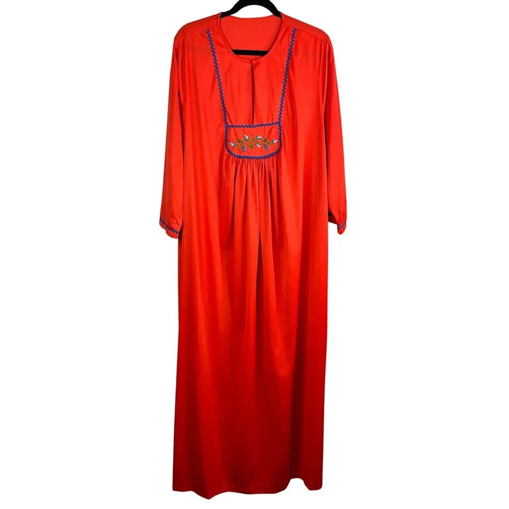 VTG Lane Bryant Nylon Nightie Nightgown Gown House Dress red Women’s Size 2X - Picture 2 of 9